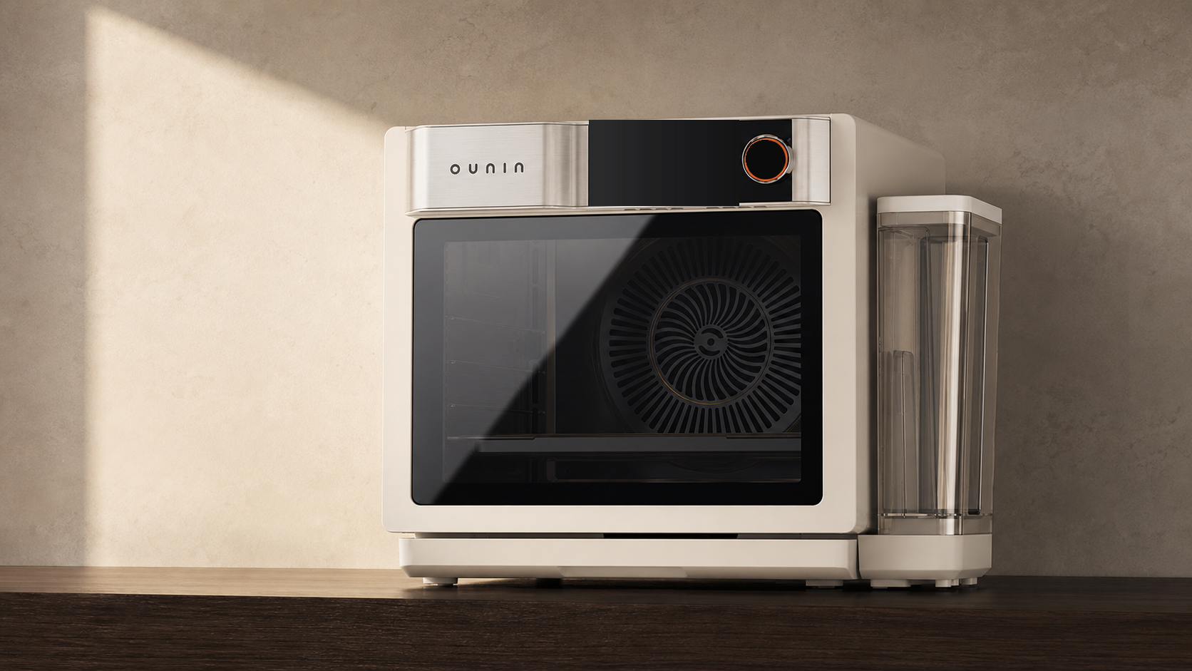 Ounin Certainty Oven, 32L, cream body with clean black panel and copper ring dial