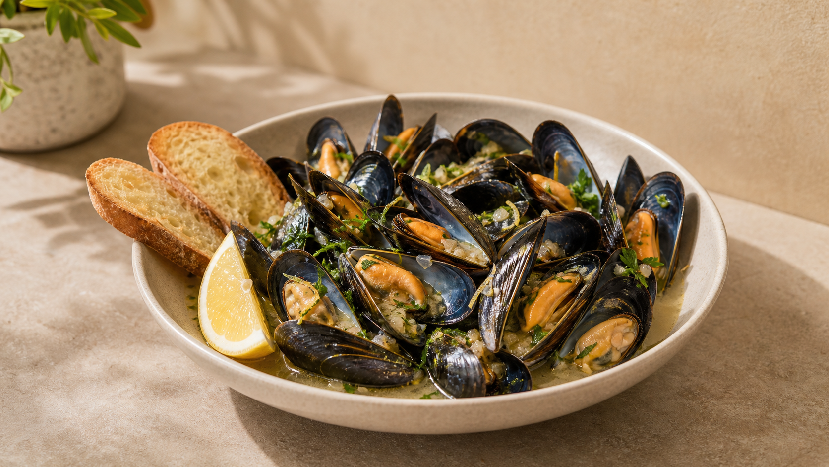 White Wine Steamed Mussels